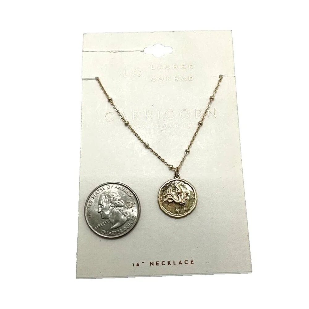 Lauren Conrad Capricorn Pendant Necklace Gold Tone Zodiac Charm LC 16